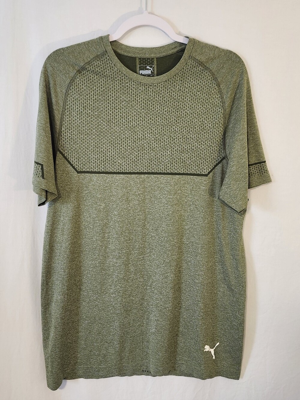 Puma Men's Heather Olive Green Athletic Short Sleeve Tee